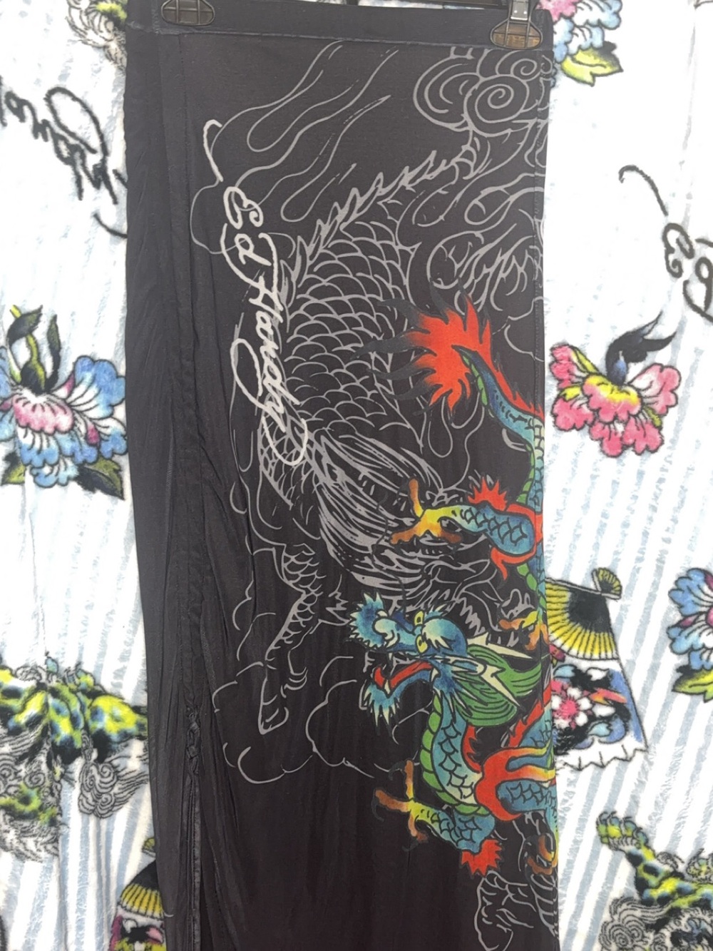Ed hardy Black Dragon Print Maxi Skirt - Women